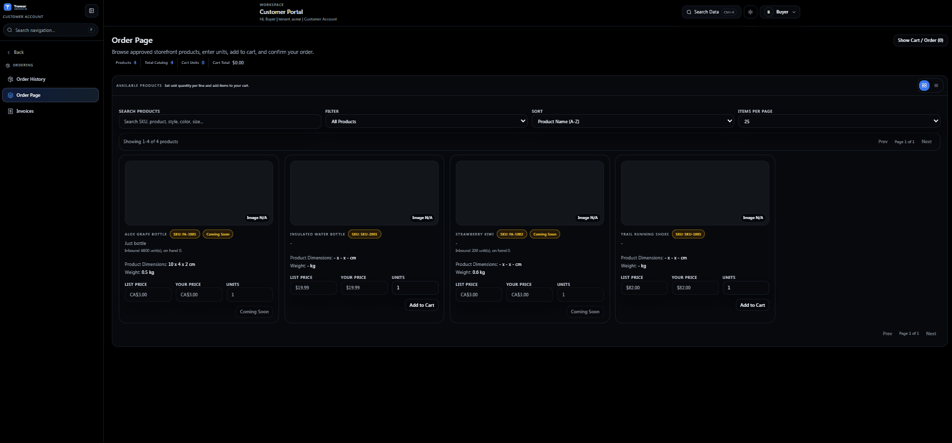 Buyer Commerce and Ordering Portal visual