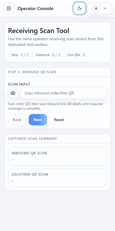 Operator scan tool — task queue view