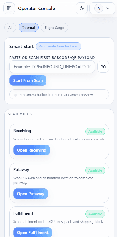 Operator scan tool — scan confirmation view
