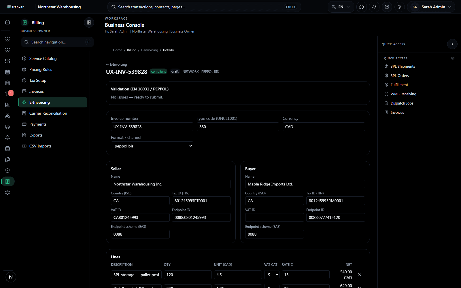 E-Invoicing (EN 16931 / PEPPOL BIS) visual